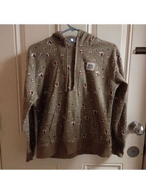 2/$10 Vans Khaki Hoodie with Floral Pattern XS